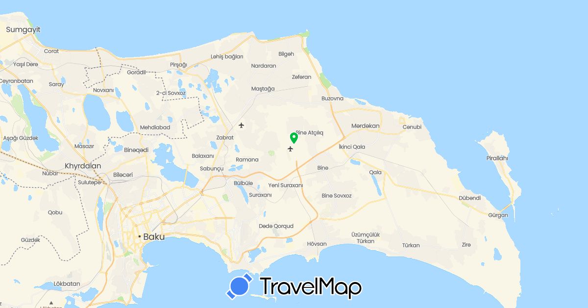TravelMap itinerary: bus in Azerbaijan (Asia)